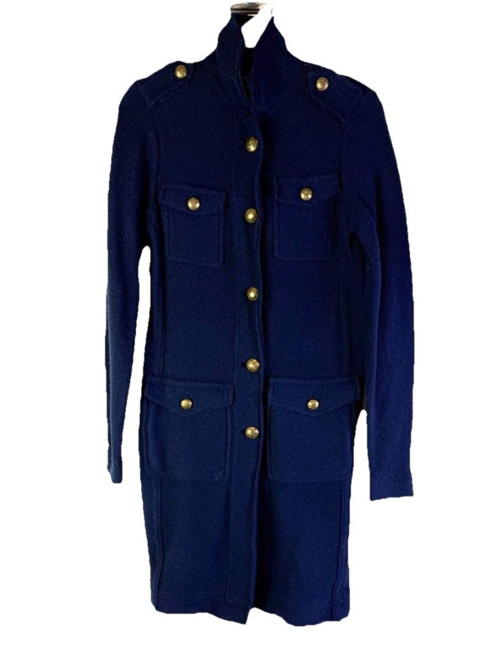 Vintage 90s Lauren Ralph Lauren Steampunk Wool Gold Button Cardigan Sweater